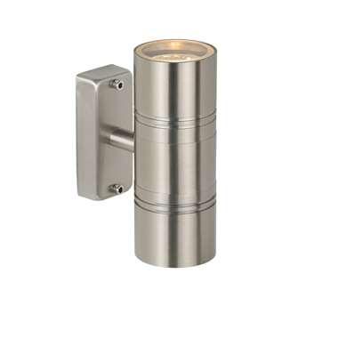 Lucide ARNE-LED - Wandlamp Binnen/Buiten - Ø 6,3 cm - LED - GU10 - 2x5W 2700K - IP44 - Mat chroom