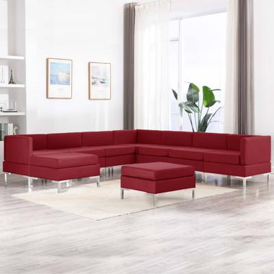 vidaXL 9-delig Bankstel stof wijnrood