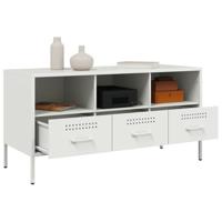 Tv-meubel 100,5x39x50,5 cm koudgewalst staal wit - thumbnail