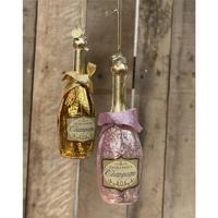 Decoris kersthanger glas fles christmas bubbels met strik - assortiment - thumbnail