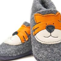 Orangenkinder babyslofjes wol Tiger grey-32-33 - thumbnail