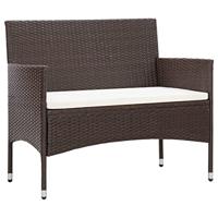 4-delige Loungeset met kussens poly rattan bruin - thumbnail