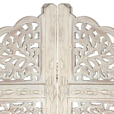 Kamerscherm met 4 panelen handgesneden 160x165 cm mangohout wit Kamerscherm met 4 panelen handgesneden 160x165 cm mangohout wit