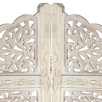 Kamerscherm met 4 panelen handgesneden 160x165 cm mangohout wit - thumbnail