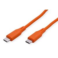 ROLINE USB 2.0 kabel, type C-C, ST/ST, siliconen, 60W, oranje, 1 m - thumbnail
