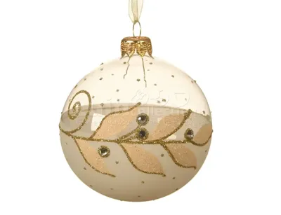 Kerstbal Glas Tak Ø8cm Wol Wit 1st
