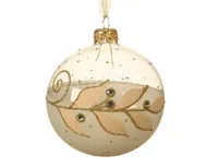 Kerstbal Glas Tak Ø8cm Wol Wit 1st - thumbnail