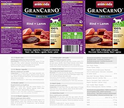ANIMONDA GranCarno Adult Manzo e agnello - cibo umido per cani - 400 g