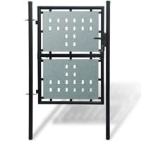 Zwarte enkele deur schuttingpoort 100x150 cm - thumbnail