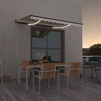 Luifel handmatig uittrekbaar met LED 350x250 cm crèmekleurig