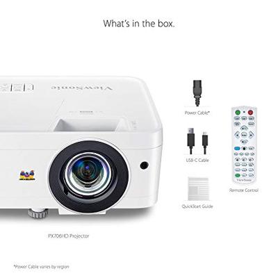 Viewsonic PX706HD 3D thuisbioscoop DLP beamer (Full-HD, 3.000 ANSI lumen, HDMI, 5 watt luidspreker, 1,2 x optische zoom) wit