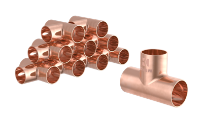 Kirchhoff Koperen T-stuk, blank, 15 mm, 3 sockets, (5130) (10x) - 989047655