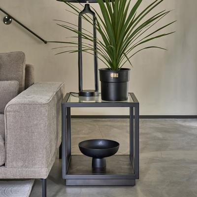 Rivièra Maison Bijzettafel 'Roger' Mangohout en Glas, 50 x 50cm