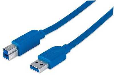 Manhattan 322430 SuperSpeed USB 3.0 aansluitkabel (A-stekker/B-stekker) 2 m blauw