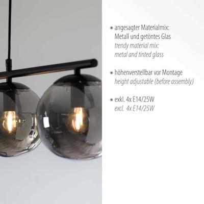 Just Light Zwarte hanglampBig Widow 4-lichts - 14604-18