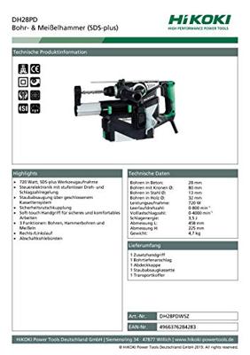 Boor-hakhamer sds-plus dh28pdwsz 720w