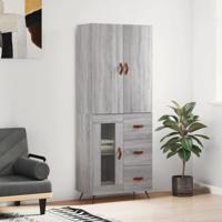 Hoge kast 69,5x34x180 cm bewerkt hout grijs sonoma eikenkleurig - thumbnail