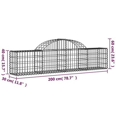 Schanskorven 14 st gewelfd 200x30x40/60 cm gegalvaniseerd ijzer