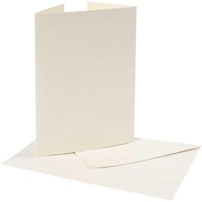 Creativ Company Parelmoer kaart & envelop, afmeting kaart 10,5x15 cm, afmeting envelop 11,5x16,5 cm, 230+120 gr, off-white, 10 set/ 1 doos