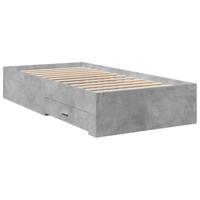 Bedframe met lades bewerkt hout betongrijs 90x200 cm - thumbnail