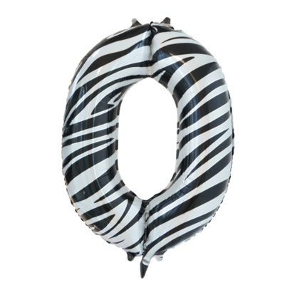 Folieballon Cijfer 0 Zebra (86cm)