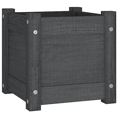 Plantenbakken 2 st 31x31x31 cm massief grenenhout grijs