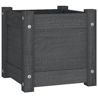 Plantenbakken 2 st 31x31x31 cm massief grenenhout grijs - thumbnail