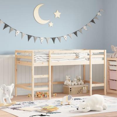 Kinderhoogslaper met ladder 90x190 cm massief grenenhout