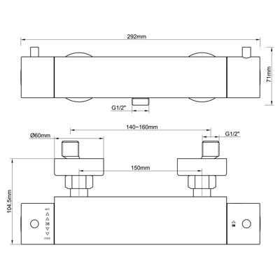 Douchekraan Thermostaat Aquasplash Safe met Cool Touch RVS Aquasplash