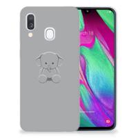 Samsung Galaxy A40 Telefoonhoesje met Naam Grijs Baby Olifant - thumbnail