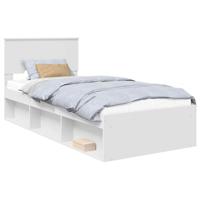 Bedframe met hoofdeinde Wit 90 x 190 cm Bewerkt hout - thumbnail