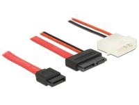 DeLOCK 84790 SATA-kabel 0,5 m SATA 13-pin SATA 7-pin + Molex (4-pin) Zwart, Rood - thumbnail