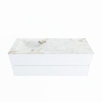 MONDIAZ VICA-DLUX 130cm badmeubel onderkast Talc 2 lades. Inbouw wastafel CLOUD links zonder kraangat, kleur Frappe. - thumbnail