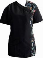 Trimshirt zwart"bloemen zijsluiting - Maat 2XL - thumbnail