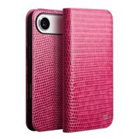 Qialino iPhone 17 Air hoesje - Leren bookcase - Croco Roze - thumbnail