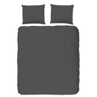 HIP Dekbedovertrek "uni dessin" - Antraciet - (140x200/220 cm) - Katoen Satijn - thumbnail