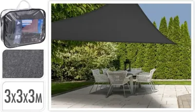 Schaduwdoek driehoek 3x3x3m grijs