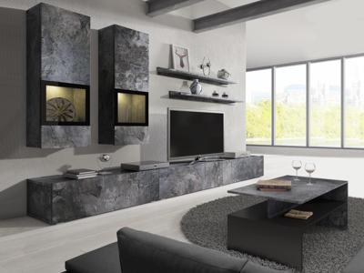 Tv-meubel set BABEL 5 deuren kleurrijke leisteen met salontafel