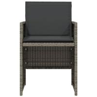 3-delige Bistroset met kussens poly rattan grijs - thumbnail