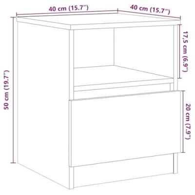 Nachtkastje 40x40x50 cm bewerkt hout artisanaal eikenkleur
