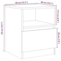 Nachtkastje 40x40x50 cm bewerkt hout artisanaal eikenkleur - thumbnail