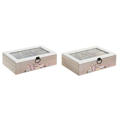 Box for Infusions DKD Home Decor Kristal Multicolour Hout MDF (2 Stuks) (23 x 15 x 7 cm)