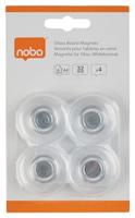 Glasbordmagneet Nobo extra sterk 32mm transparant 4 stuks - thumbnail
