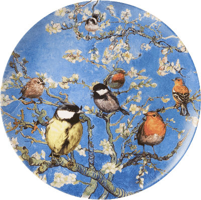 Heinen Delfts Blauw - Wandbord vogels d31cm