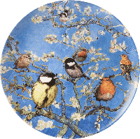 Heinen Delfts Blauw - Wandbord vogels d31cm - thumbnail