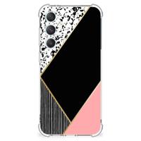 Samsung Galaxy S23 FE Shockproof Case Zwart Roze Vormen - thumbnail