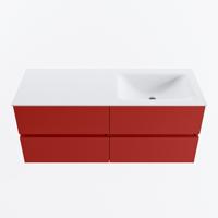 MONDIAZ VICA 120cm badmeubel onderkast Fire 4 lades. Wastafel CLOUD rechts zonder kraangat, kleur Talc. - thumbnail