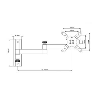 Techly ICA-LCD-104BK wandhouder voor LCD 33,02 cm (13 inch) - 76,2 cm (30 inch) kantelbaar 3 scharnieren, lang zwart