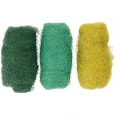 Creativ Company Gekaarde wol, groen/turquoise harmonie, 3x10 gr/ 1 doos