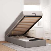 Ottoman bed met matras 90x190cm stof taupe - thumbnail